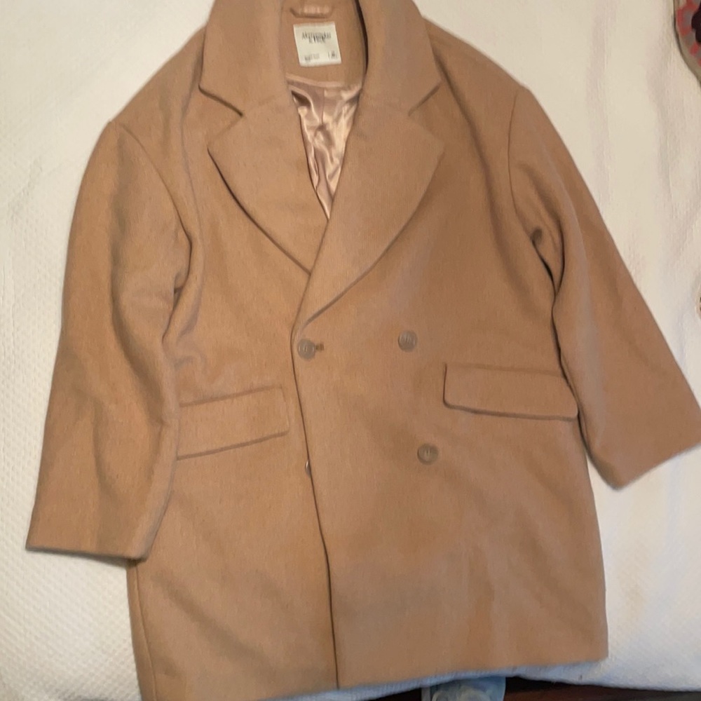 Abercrombie Wool Blend Dad Coat in Beige